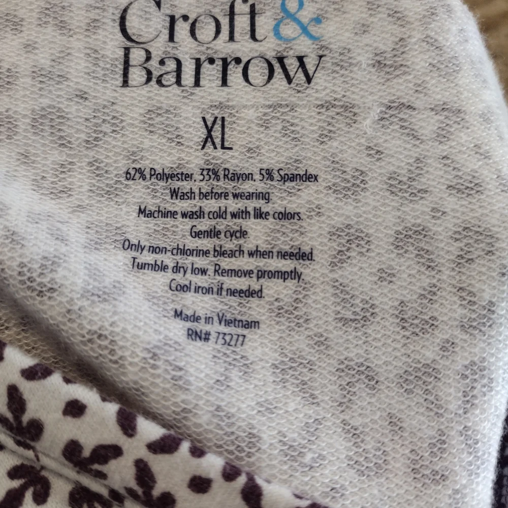 Croft & Barrow Purple and White Crew Neck Knit Top Multicolor Floral Design XL - Picture 5 of 5